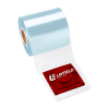 Clear shrink tubing film roll with a custom-printed red Layfield Flexible Films packet.
