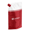 Red and white Layfield-branded spouted pouch designed for liquid or semi-liquid packaging applications.