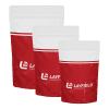 Stand-up pouch with a clear front and metallic back, designed for flexible packaging solutions