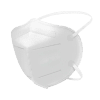 White PPE respirator mask with headband straps for secure fit and filtration