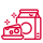 Red icon of cheese on a plate beside a milk carton, symbolizing gas barrier packaging for dairy products.