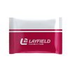 Horizontal form-fill-seal flexible pouch in red and white with Layfield branding.