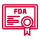 FDA certification icon indicating food-grade compliant packaging materials.