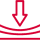 Red icon showing a downward arrow pressing on flexible layers, symbolizing puncture resistance.