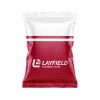 Red and white vertical form-fill-seal pouch with Layfield branding.