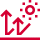 Red icon representing UV radiation protection and material stability under sunlight exposure.
