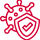 Contamination protection icon with shield and virus symbol in red