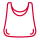 Red icon of a T-shirt style bag for retail or grocery packaging applications.