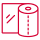 Red icon of perforated bags on a roll for easy dispensing and packaging.