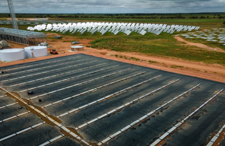 A heatgard HDPE geomembrane in use at a solar and thermal pit storage project