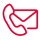 Red icon of a phone and envelope representing contact by phone or email.